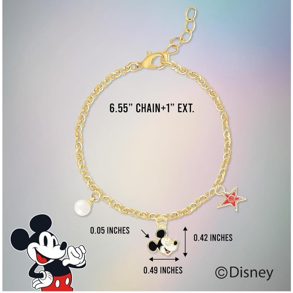 Disney 100 Womens Mickey Charm Bracelet 6.5" Official License  LE Bracelet - Picture 5 of 6